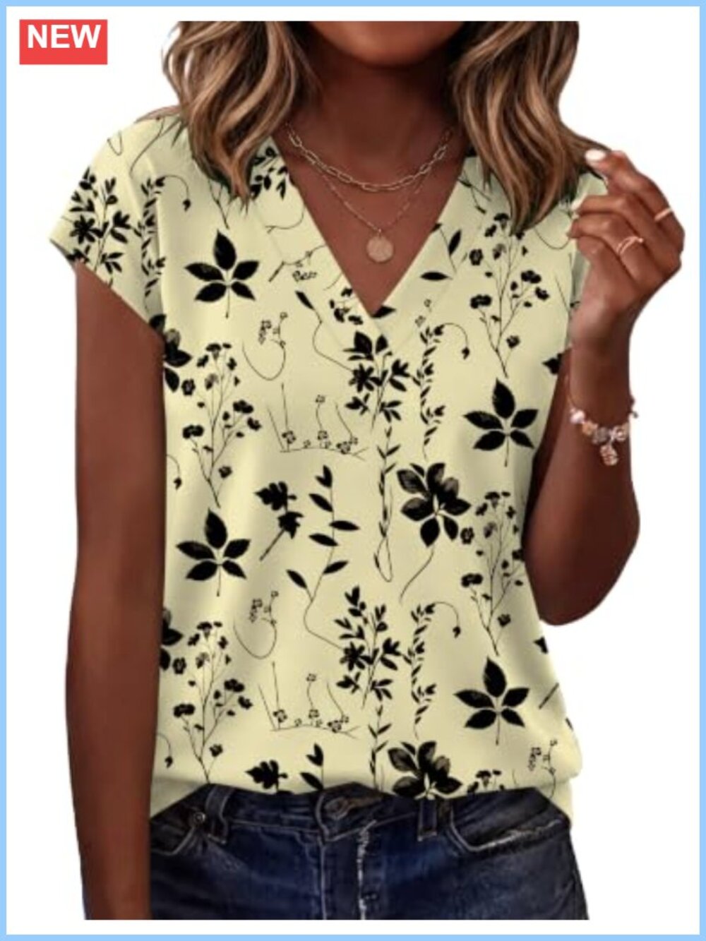 Womens V Neck Short Sleeve Blouse Soft Breathable Summer Top
